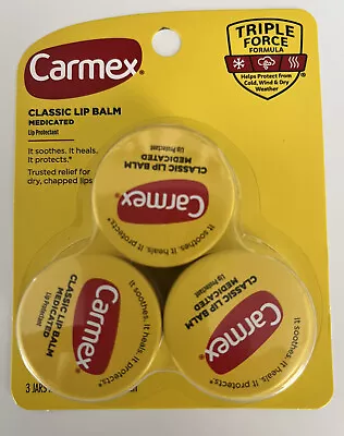 Carmex 3 Pack Classic Medicated Lip Balm 3 Jars 💜Free Shipping *New! • $9.35