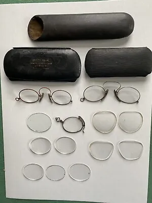 Vintage Optical Lot Eye Glasses Pince Nez Lenses Cases For Parts & Repair • $14.99