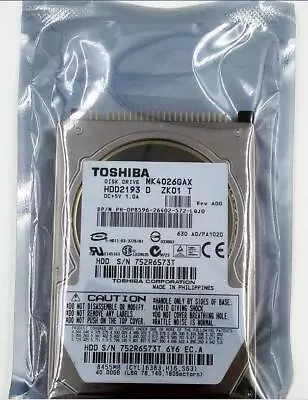 TOSHIBA 40GB MK4026GAX Hard Disk Drive HDD 2.5  16MB 5400RPM PATA Laptop Disk • £9.34