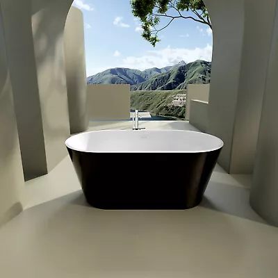59  Freestanding Acrylic Bathtub Stand Alone Tub Flatbottom Soaking Tub W/ Drain • $895
