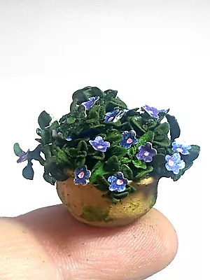 OOAK Artisan Clay Pot Of Spring Pansies Dollhouse Miniature 1:12 Signed 2024 • $29.99