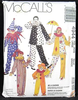 Clown Costumes Adult Size L 40 42 McCalls 4944 Uncut Pattern • $10.99