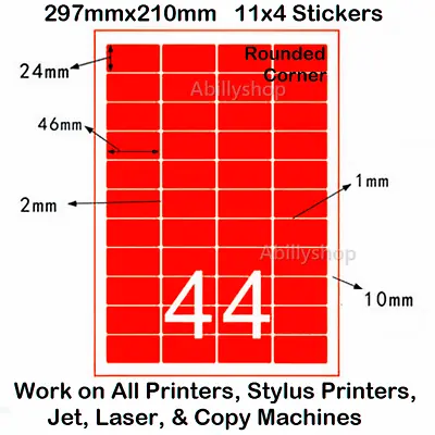 RED 1.81X0.94  Labels Self Adhesive Tags Sticker Blank Paper A4 Pre-Cut Matte • $5.94