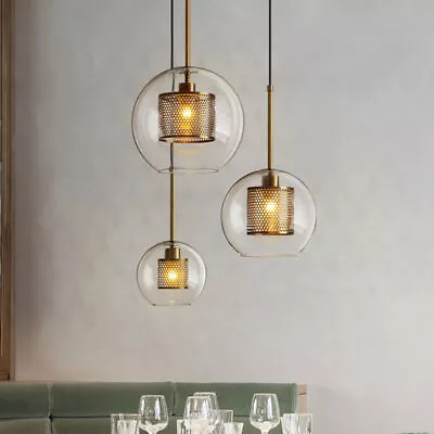 Modern Wrought Iron 3-Lights Chandelier Glass Cluster Pendant Ceiliing Fixtures • $93