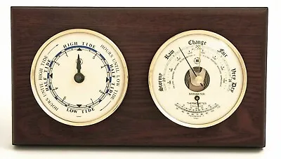 Wall Weather Station With Tide Clock And Barometer | Thermometer - Mahogany • $305