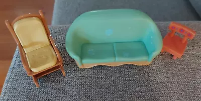 Vintage Fisher Price Loving Family Doll House Couch Rocking Chair And Chair • $9.99