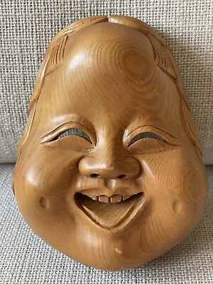 Japanese Hand Carved Miniature Wooden Okame  Mask • $32.50