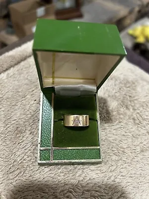 Antique 14k Gold Wide Band Masonic Ring Dated 1954 Men's Size 8-1/2 5.11 Grams • $475