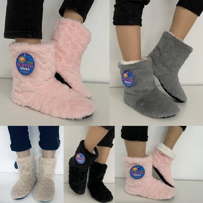 £5.99 • Buy Fleece Ladies Womens Slippers Full Bootie Boots Faux Fur Memory Foam Sizes 3-8