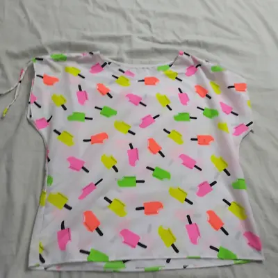 Vintage Neon Popsicle Print Smock Shirt Sz XL 4188 • $40