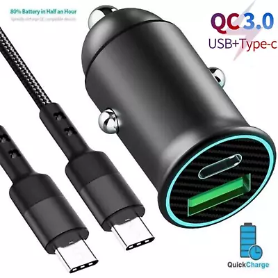 USB+TYPE-C 20W PD Fast Car Charger Plug For Apple IPhone 13 12 11 X 8 7 Max Pro • £5.99