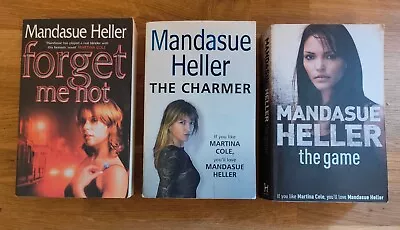 BOOK - Mandasue Heller X3 Thrillers Paperback Books Bundle The Charmer Forget Me • £6