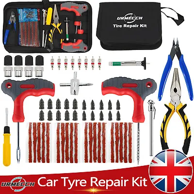 Emergency Tyre Puncture Repair Kit Car Van Motorcycle Tubeless Tire Strip Pliers • £12.99