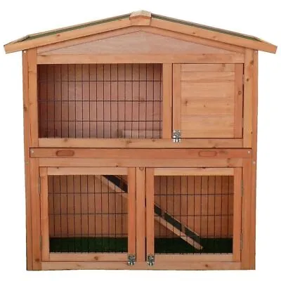 Wensum FSC Wood 2 Storey Rabbit Hutch 03 With Play Area • £135.99