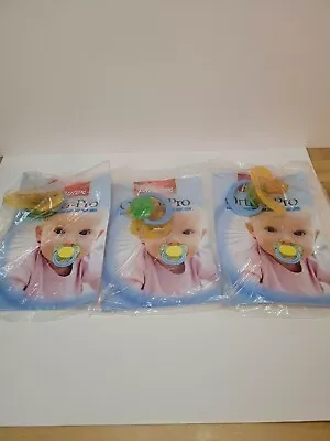 Lot Of 3 PLAYTEX Latex Ortho-pro Pacifiers Blue/green/yellow (sealed) • $11