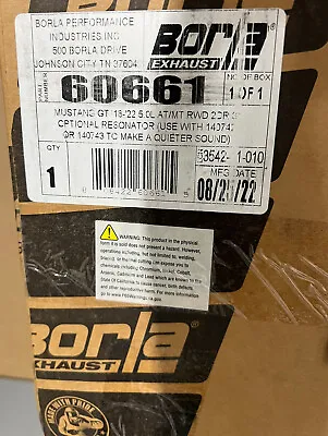 Borla 60661 For 18-22 Ford Mustang GT 5.0L AT/MT 3in Resonator Connection BNIB • $449.95