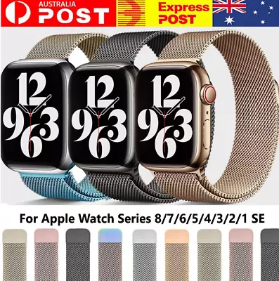 For Apple Watch IWatch Band Series 9 8 7 SE 6 5 4 Magnetic Stainless Steel Strap • $7.59