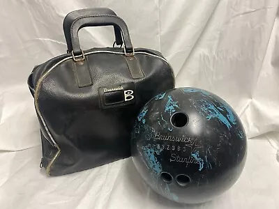 Vintage Brunswick Starfire 15.2 Pound Bowling Ball With Brunswick Leather Case • $36