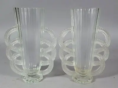 Pair Vases Art-Déco IN Glass Signed Verlys. Beautiful Condition • $578.66