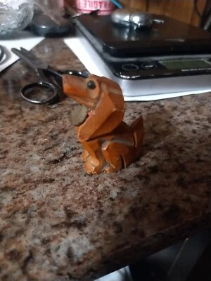 $1.99 • Buy Vintage Antique Hand Carved Wood Dog Figure Statue German Germany Ich Liebe Dich