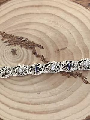 Vintage 14k WG Diamond And Sapphire Bracelet  • $499