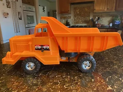 Vintage 1960's Marx-A-Haul Battery Operated Orange Plastic Dump Truck • $50