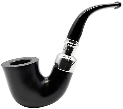 Peterson Ebony Finish Sterling Silver Spigot Mount Medium Bent Calabash Pipe 05b • £159.99