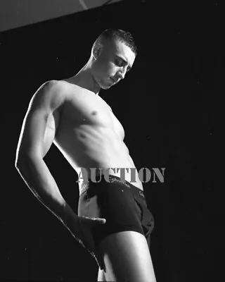 ORIGINAL VINTAGE NEGATIVE: Candid Portrait Shirtless Man Male Underwear Athlete • $10