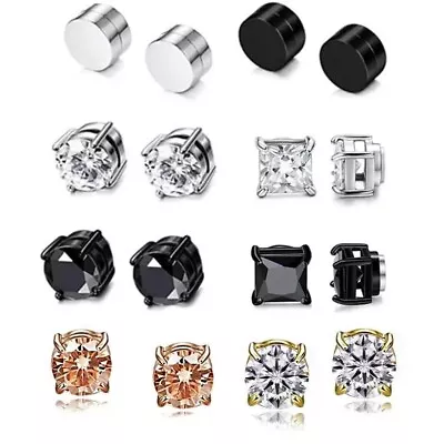 £4.09 • Buy Pair Magnetic Clip On Earrings Diamond Cut Sparkling Men Women