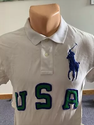 Ralph Lauren Polo Size Small White Big Logo USA • £14.99