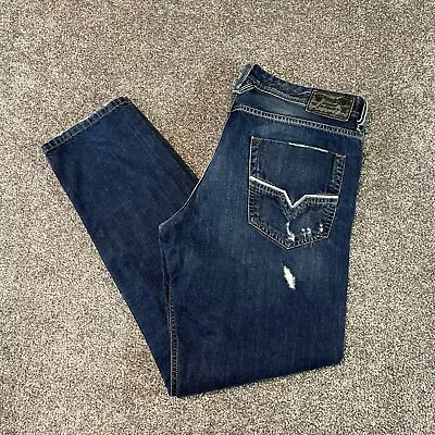 £39.99 • Buy Diesel Larkee-T Regular Tapered Jeans W 34 L 32 Distressed Blue Denim Button Fly