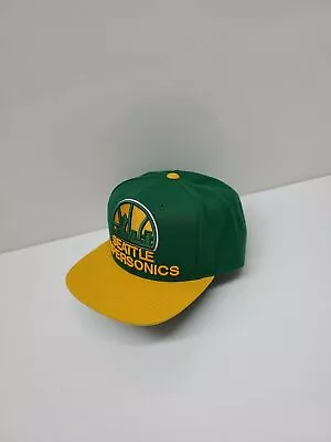 VTG. Mitchell & Ness Seattle Super Sonics Snapback Hat Sz Approx. 21-22 In. Dia. • $9.99