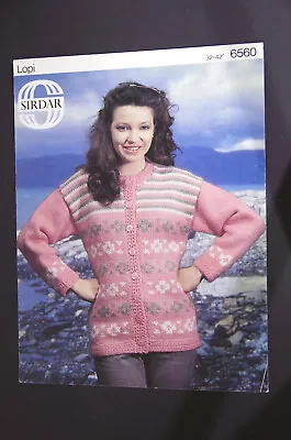 Knitting Pattern Sirdar Lopi Ladies Fairisle & Stripe Jacket 32-42  6560 • £3