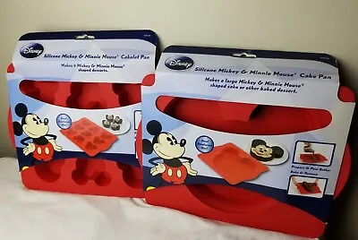 Disney Silicone Mickey & Minnie Mouse Red Cakelet Pan And Large Mickey Cake Pan • $22.13