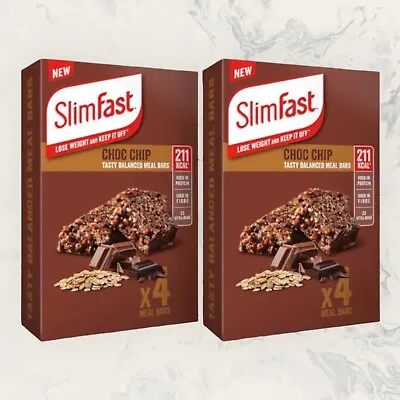 £14.99 • Buy 2 PACKS Slim Fast Meal Replacement Bar Choc Chip (8 X 60g) BBE 07/2023