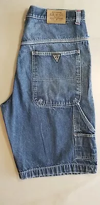 GUESS VINTAGE USA Men Pascal 075 Loose Tapered Denim Shorts - Size 40 X 12 Blue  • $37.99