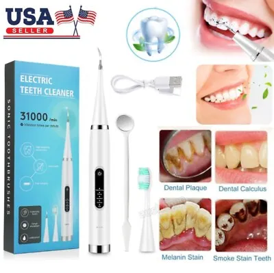 $13.99 • Buy Electric Ultrasonic Dental Calculus Tooth Cleaner Scaler Plaque Remover Whiten