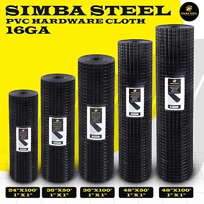 Hardware Cloth 16 GA Black Vinyl Coated Welded Wire Mesh Many Sizes -SIMBA STEEL • $99