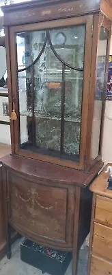 £95 • Buy Antique Edwardian Inlaid Mahogany Display Cabinet China Cabinet