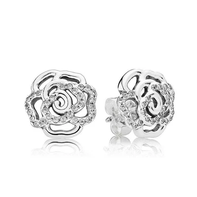 $59.99 • Buy PANDORA EARRINGS Sterling Silver ALE S925  SHIMMERING ROSE STUDS  290569EN12