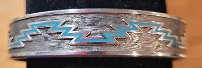 Vintage Designer KABANA Southwest Turquoise Color Fill Sterling Silver Bracelet • $150