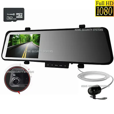 $99 • Buy Dash Camera 1080 32GB In Car RearView Mirror Cam Reversing Security System Crash