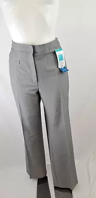 NWT M&S Women Grey Polyester Straight Leg Trousers Size 14 Long UK • £7.99