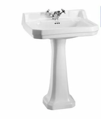 £187 • Buy Burlington Edwardian Rectangular Bathroom Basin & Pedestal - 1, 2 Or 3 Tap Holes