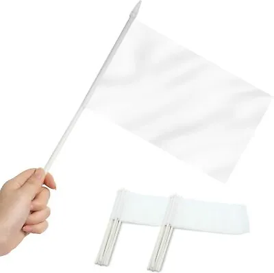 Anley White Mini Flag 12 Pack Hand Held Small Miniature Solid White Blank Flags • $6.95