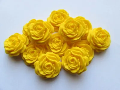 12 Yellow Roses Flowers Edible Cake Topper SugarcraftWedding CupcakeBirthday • £5.25