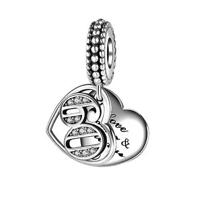 Genuine Sterling Silver 925 60 60th Sixty Birthday Love Heart Forever Charm • £14.99