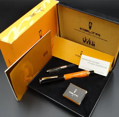 Rare DELTA Fountain Pen Dolce Vita Papillon Vermeil Orange Yellow Gold Nib F 14K • $508