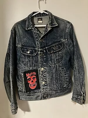 Lee Denim Jacket 80s/90s Vintage W/ Misfits Patch Boys 18 Adult Small • $15