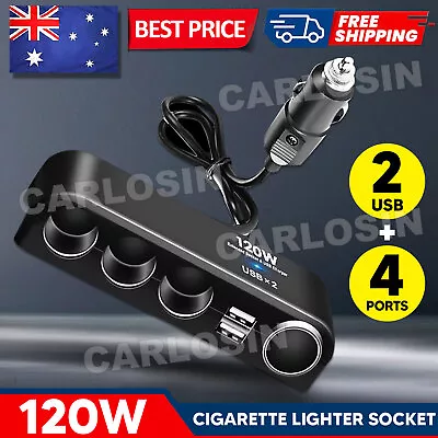 4 Way 12V 24V Multi Socket Car Cigarette Lighter Splitter USB Charger Adapter AU • $10.95